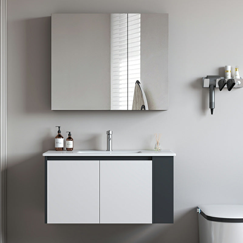 Trendy Bathroom Vanity Set 2 Doors Wall Mount Open Shelf Faucet Included Clearhalo 'Bathroom Remodel & Bathroom Fixtures' 'Bathroom Vanities' 'bathroom_vanities' 'Home Improvement' 'home_improvement' 'home_improvement_bathroom_vanities' 8215881