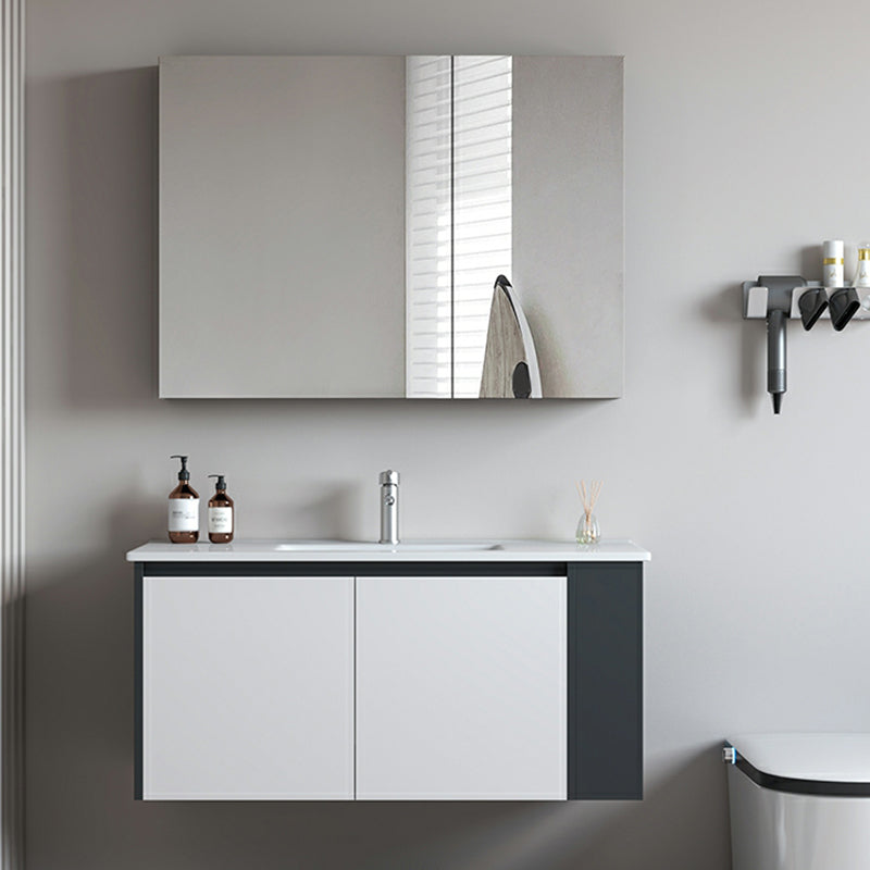 Trendy Bathroom Vanity Set 2 Doors Wall Mount Open Shelf Faucet Included Clearhalo 'Bathroom Remodel & Bathroom Fixtures' 'Bathroom Vanities' 'bathroom_vanities' 'Home Improvement' 'home_improvement' 'home_improvement_bathroom_vanities' 8215883