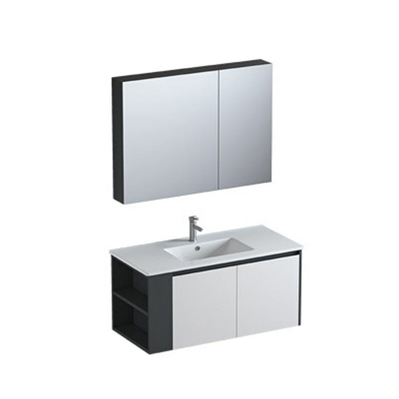 Trendy Bathroom Vanity Set 2 Doors Wall Mount Open Shelf Faucet Included Clearhalo 'Bathroom Remodel & Bathroom Fixtures' 'Bathroom Vanities' 'bathroom_vanities' 'Home Improvement' 'home_improvement' 'home_improvement_bathroom_vanities' 8215885