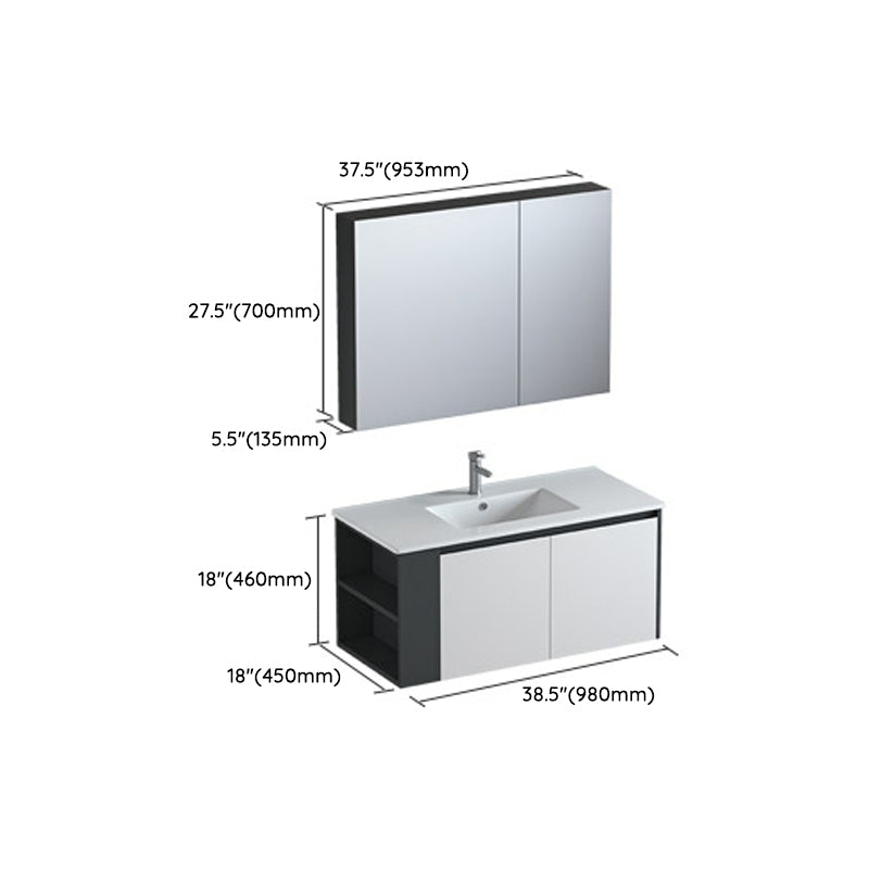 Trendy Bathroom Vanity Set 2 Doors Wall Mount Open Shelf Faucet Included Clearhalo 'Bathroom Remodel & Bathroom Fixtures' 'Bathroom Vanities' 'bathroom_vanities' 'Home Improvement' 'home_improvement' 'home_improvement_bathroom_vanities' 8215892