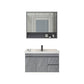 Modern Bathroom Sink Vanity Open Shelf Wall-Mounted Ceramic Top 32"L x 19"W x 20"H Gray Clearhalo 'Bathroom Remodel & Bathroom Fixtures' 'Bathroom Vanities' 'bathroom_vanities' 'Home Improvement' 'home_improvement' 'home_improvement_bathroom_vanities' 8215906
