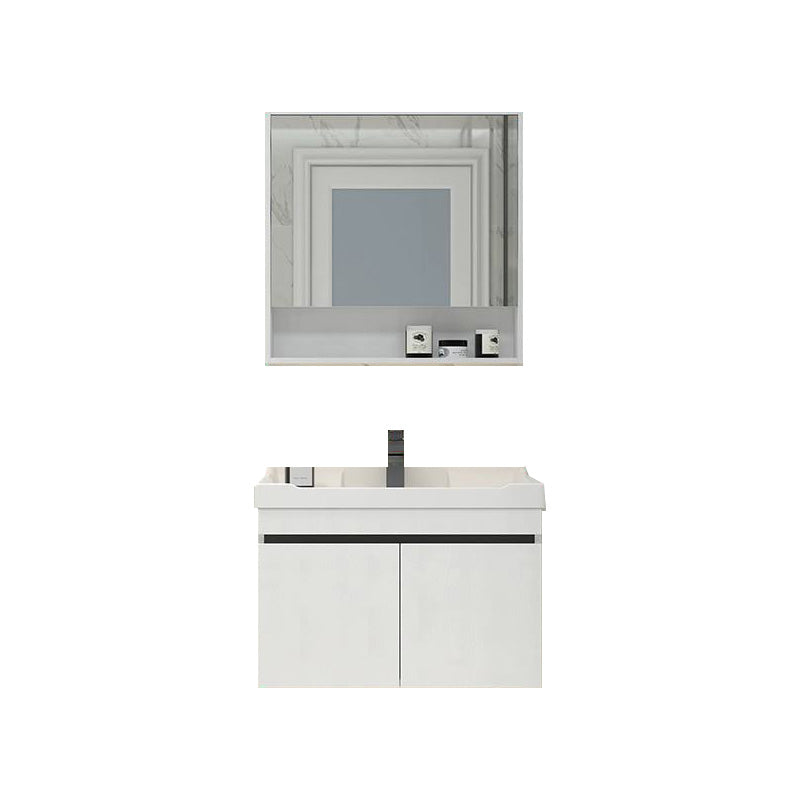 Modern Bathroom Sink Vanity Open Shelf Wall-Mounted Ceramic Top 24"L x 19"W x 20"H White Clearhalo 'Bathroom Remodel & Bathroom Fixtures' 'Bathroom Vanities' 'bathroom_vanities' 'Home Improvement' 'home_improvement' 'home_improvement_bathroom_vanities' 8215912