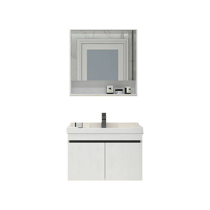Modern Bathroom Sink Vanity Open Shelf Wall-Mounted Ceramic Top 24"L x 19"W x 20"H White Clearhalo 'Bathroom Remodel & Bathroom Fixtures' 'Bathroom Vanities' 'bathroom_vanities' 'Home Improvement' 'home_improvement' 'home_improvement_bathroom_vanities' 8215912
