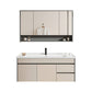 Contemporary Bathroom Sink Vanity Wall Mount Open Shelf with Soft Close Door Bathroom Vanity & Pull Out Faucet & Mirror Cabinet 48"L x 19"W x 19"H Clearhalo 'Bathroom Remodel & Bathroom Fixtures' 'Bathroom Vanities' 'bathroom_vanities' 'Home Improvement' 'home_improvement' 'home_improvement_bathroom_vanities' 8215929