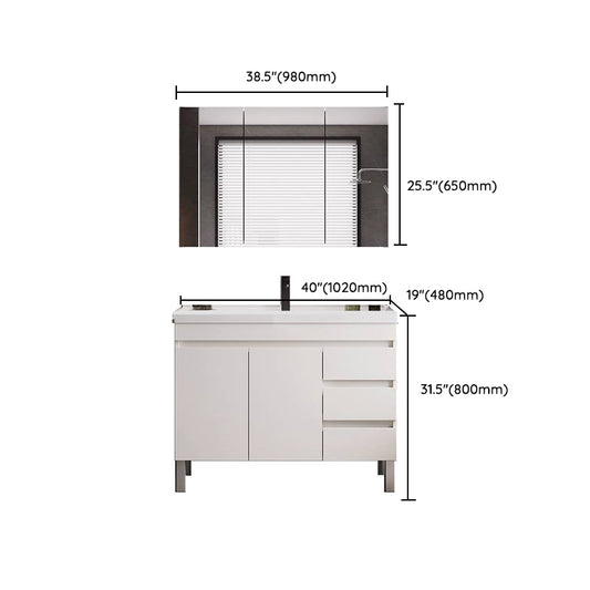 White Modern Wood Rectangular Open Console with Sink Set Faucet Included Clearhalo 'Bathroom Remodel & Bathroom Fixtures' 'Bathroom Vanities' 'bathroom_vanities' 'Home Improvement' 'home_improvement' 'home_improvement_bathroom_vanities' 8215969
