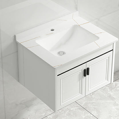 White Modern Single-Sink Wall Mount Open Console with Sink Set Bathroom Vanity 23.6"L x 18.5"W x 18.1"H Towel Bar Not Included Clearhalo 'Bathroom Remodel & Bathroom Fixtures' 'Bathroom Vanities' 'bathroom_vanities' 'Home Improvement' 'home_improvement' 'home_improvement_bathroom_vanities' 8216684