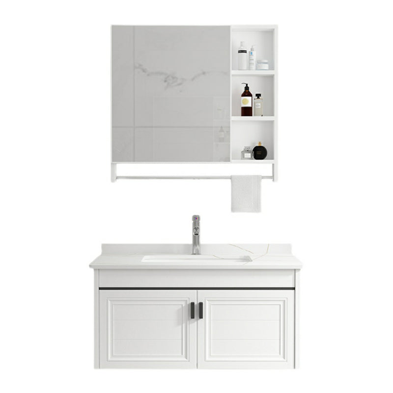 White Modern Single-Sink Wall Mount Open Console with Sink Set Clearhalo 'Bathroom Remodel & Bathroom Fixtures' 'Bathroom Vanities' 'bathroom_vanities' 'Home Improvement' 'home_improvement' 'home_improvement_bathroom_vanities' 8216688