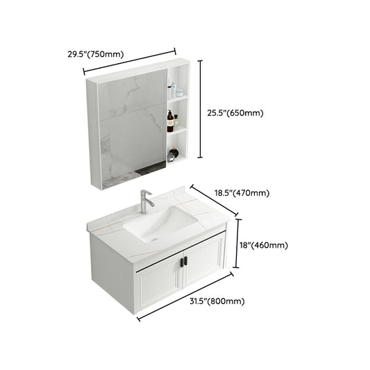 White Modern Single-Sink Wall Mount Open Console with Sink Set Clearhalo 'Bathroom Remodel & Bathroom Fixtures' 'Bathroom Vanities' 'bathroom_vanities' 'Home Improvement' 'home_improvement' 'home_improvement_bathroom_vanities' 8216715