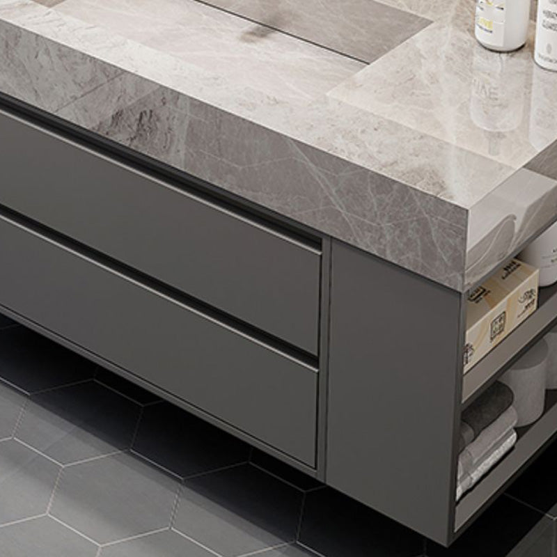 Grey Modern Rectangular Solid Wood Open Console with Sink Set Clearhalo 'Bathroom Remodel & Bathroom Fixtures' 'Bathroom Vanities' 'bathroom_vanities' 'Home Improvement' 'home_improvement' 'home_improvement_bathroom_vanities' 8223179