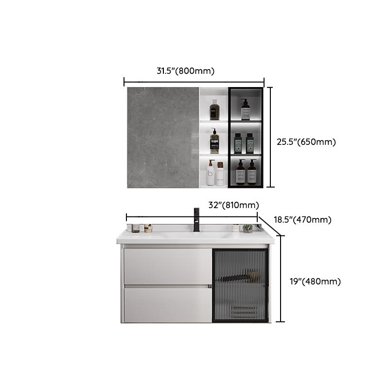 Fashionable Bathroom Sink Vanity Wall Mount Two Drawer Backsplash Included Clearhalo 'Bathroom Remodel & Bathroom Fixtures' 'Bathroom Vanities' 'bathroom_vanities' 'Home Improvement' 'home_improvement' 'home_improvement_bathroom_vanities' 8223196