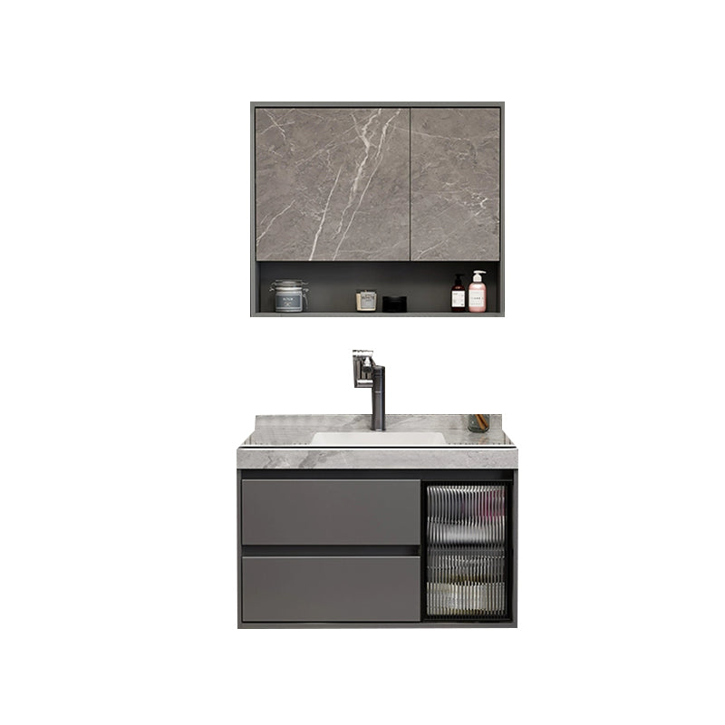 Grey Modern Wood Wall Mount Single-Sink Bathroom Vanity Set 28"L x 20"W x 19"H Clearhalo 'Bathroom Remodel & Bathroom Fixtures' 'Bathroom Vanities' 'bathroom_vanities' 'Home Improvement' 'home_improvement' 'home_improvement_bathroom_vanities' 8233948