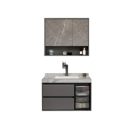 Grey Modern Wood Wall Mount Single-Sink Bathroom Vanity Set 28"L x 20"W x 19"H Clearhalo 'Bathroom Remodel & Bathroom Fixtures' 'Bathroom Vanities' 'bathroom_vanities' 'Home Improvement' 'home_improvement' 'home_improvement_bathroom_vanities' 8233948