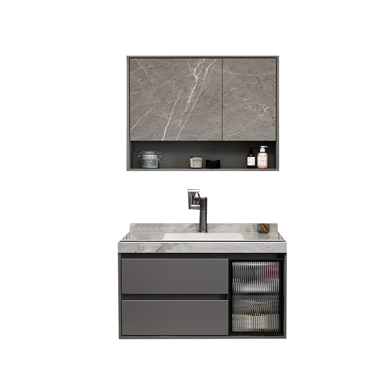 Grey Modern Wood Wall Mount Single-Sink Bathroom Vanity Set 31"L x 20"W x 19"H Clearhalo 'Bathroom Remodel & Bathroom Fixtures' 'Bathroom Vanities' 'bathroom_vanities' 'Home Improvement' 'home_improvement' 'home_improvement_bathroom_vanities' 8233949