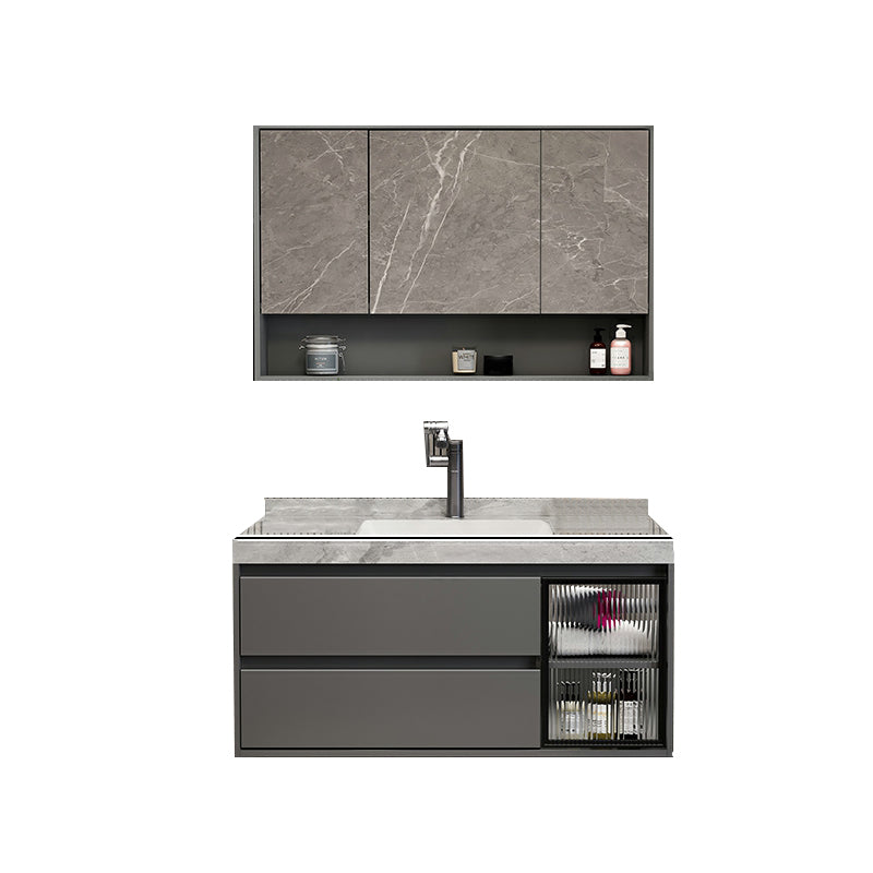 Grey Modern Wood Wall Mount Single-Sink Bathroom Vanity Set 35"L x 20"W x 19"H Clearhalo 'Bathroom Remodel & Bathroom Fixtures' 'Bathroom Vanities' 'bathroom_vanities' 'Home Improvement' 'home_improvement' 'home_improvement_bathroom_vanities' 8233951