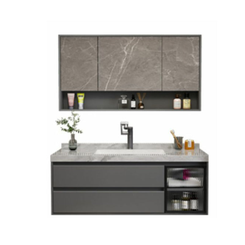 Grey Modern Wood Wall Mount Single-Sink Bathroom Vanity Set Clearhalo 'Bathroom Remodel & Bathroom Fixtures' 'Bathroom Vanities' 'bathroom_vanities' 'Home Improvement' 'home_improvement' 'home_improvement_bathroom_vanities' 8233956