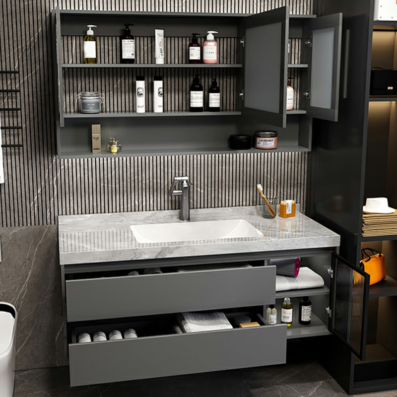 Grey Modern Wood Wall Mount Single-Sink Bathroom Vanity Set Clearhalo 'Bathroom Remodel & Bathroom Fixtures' 'Bathroom Vanities' 'bathroom_vanities' 'Home Improvement' 'home_improvement' 'home_improvement_bathroom_vanities' 8233960