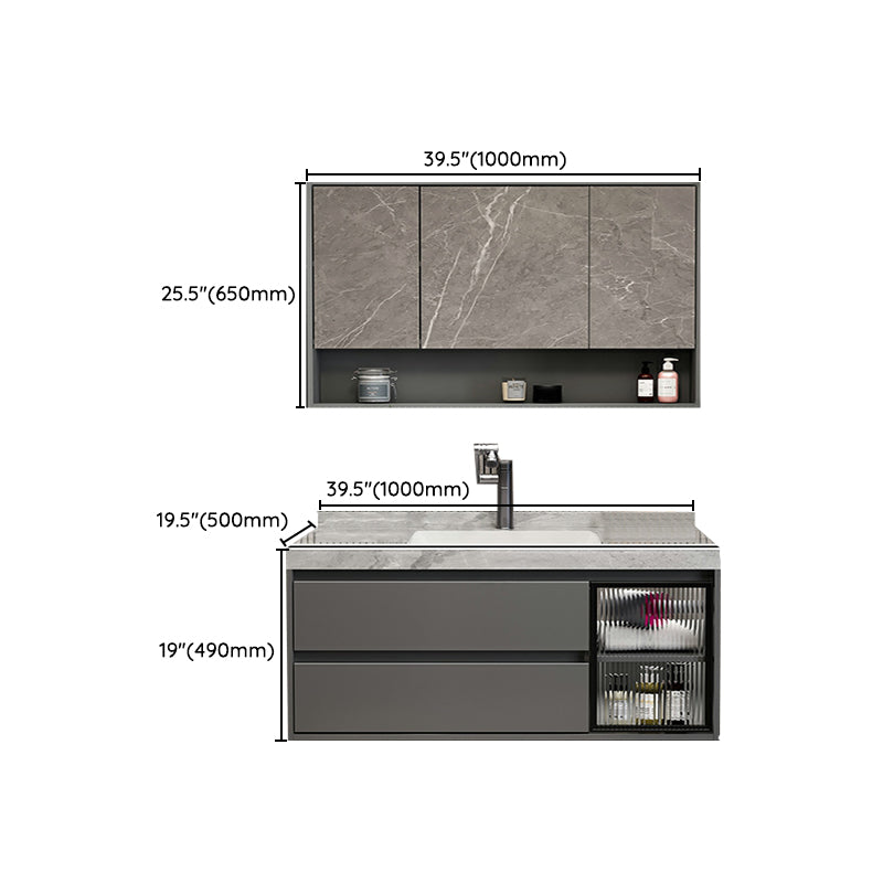 Grey Modern Wood Wall Mount Single-Sink Bathroom Vanity Set Clearhalo 'Bathroom Remodel & Bathroom Fixtures' 'Bathroom Vanities' 'bathroom_vanities' 'Home Improvement' 'home_improvement' 'home_improvement_bathroom_vanities' 8233965