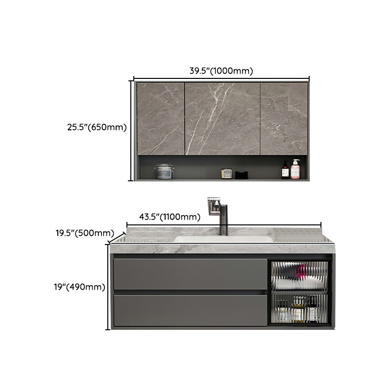 Grey Modern Wood Wall Mount Single-Sink Bathroom Vanity Set Clearhalo 'Bathroom Remodel & Bathroom Fixtures' 'Bathroom Vanities' 'bathroom_vanities' 'Home Improvement' 'home_improvement' 'home_improvement_bathroom_vanities' 8233966