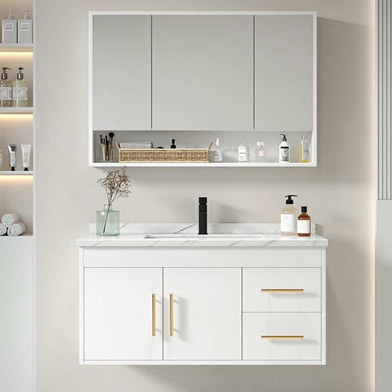 Contemporary Bathroom Vanity Set Wall-Mounted with Soft Close Door White Clearhalo 'Bathroom Remodel & Bathroom Fixtures' 'Bathroom Vanities' 'bathroom_vanities' 'Home Improvement' 'home_improvement' 'home_improvement_bathroom_vanities' 8233994