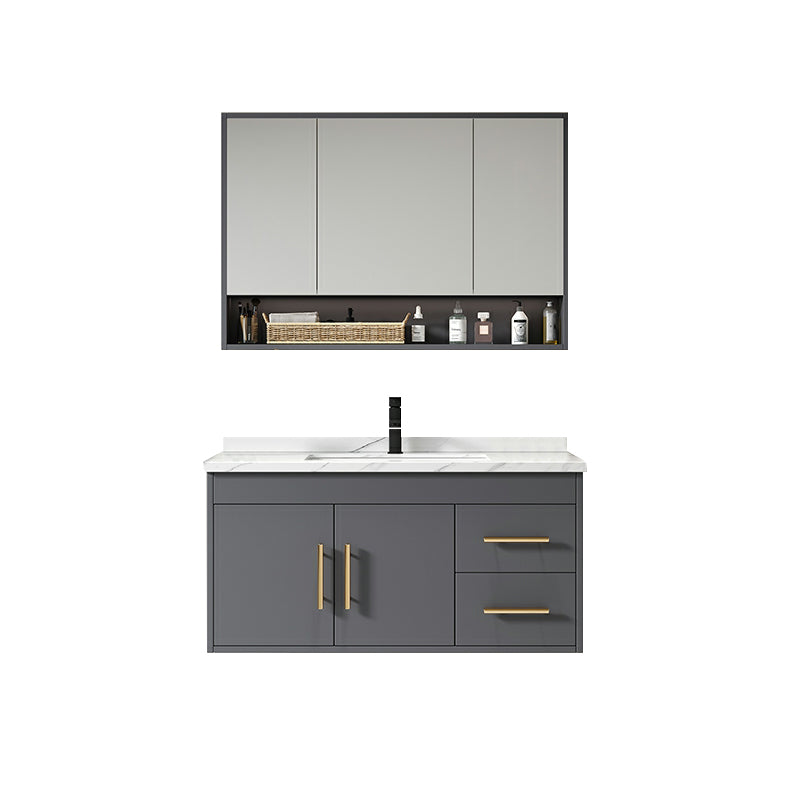 Contemporary Bathroom Vanity Set Wall-Mounted with Soft Close Door Clearhalo 'Bathroom Remodel & Bathroom Fixtures' 'Bathroom Vanities' 'bathroom_vanities' 'Home Improvement' 'home_improvement' 'home_improvement_bathroom_vanities' 8233998