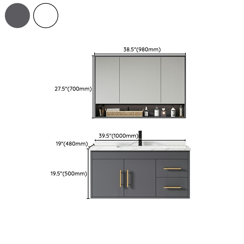 Contemporary Bathroom Vanity Set Wall-Mounted with Soft Close Door Clearhalo 'Bathroom Remodel & Bathroom Fixtures' 'Bathroom Vanities' 'bathroom_vanities' 'Home Improvement' 'home_improvement' 'home_improvement_bathroom_vanities' 8234008