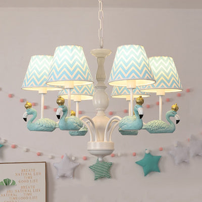 Bedroom Trapezoid Shade Hanging Ceiling Lamp with Swan Fabric Nordic Hanging Chandelier Clearhalo 'Ceiling Lights' 'Chandeliers' Lighting' options 82358