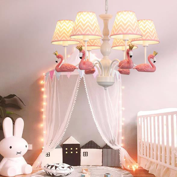 Bedroom Trapezoid Shade Hanging Ceiling Lamp with Swan Fabric Nordic Hanging Chandelier Clearhalo 'Ceiling Lights' 'Chandeliers' Lighting' options 82360