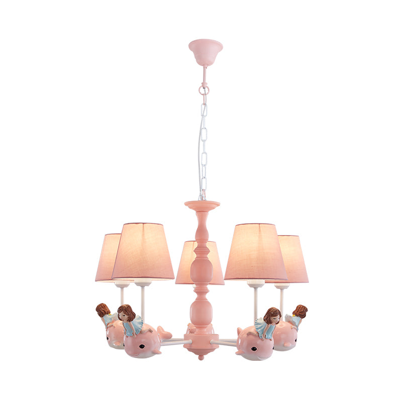 Animal-Themed Dolphin Hanging Lamp Fabric and Metal Hanging Chandelier for Kid Bedroom Clearhalo 'Ceiling Lights' 'Chandeliers' Lighting' options 82472