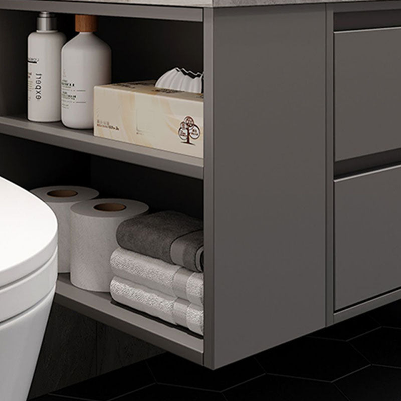 Grey Modern Wall Mounted Standard Open Console with Sink Set Clearhalo 'Bathroom Remodel & Bathroom Fixtures' 'Bathroom Vanities' 'bathroom_vanities' 'Home Improvement' 'home_improvement' 'home_improvement_bathroom_vanities' 8254773