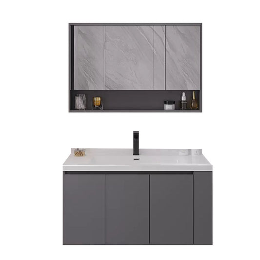 Grey Wall Mounted Standard Single-Sink Rectangular Modern Bathroom Vanity Set Clearhalo 'Bathroom Remodel & Bathroom Fixtures' 'Bathroom Vanities' 'bathroom_vanities' 'Home Improvement' 'home_improvement' 'home_improvement_bathroom_vanities' 8254792