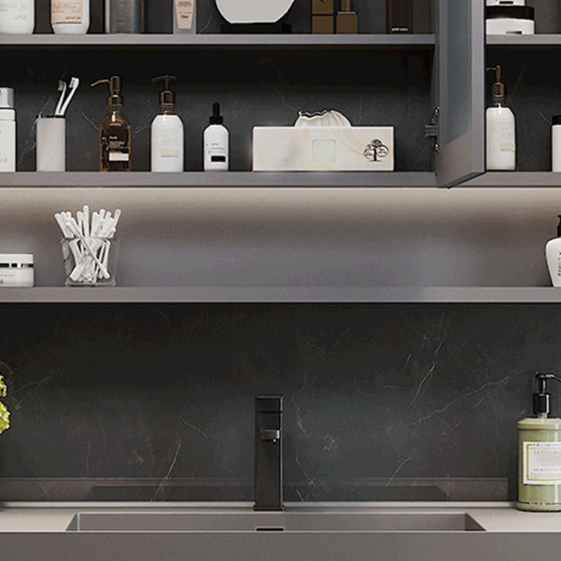 Grey Wall Mounted Standard Wood Modern Bathroom Sink Vanity Clearhalo 'Bathroom Remodel & Bathroom Fixtures' 'Bathroom Vanities' 'bathroom_vanities' 'Home Improvement' 'home_improvement' 'home_improvement_bathroom_vanities' 8254889