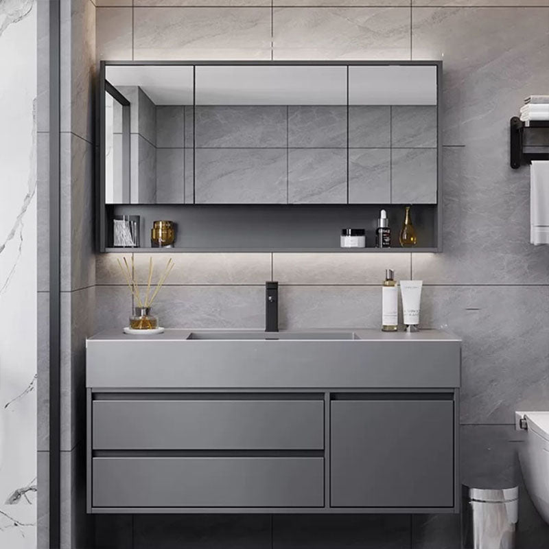 Grey Modern Wood Wall Mounted Standard Bathroom Vanity Set with Sink 47"L x 19"W x 22"H Clearhalo 'Bathroom Remodel & Bathroom Fixtures' 'Bathroom Vanities' 'bathroom_vanities' 'Home Improvement' 'home_improvement' 'home_improvement_bathroom_vanities' 8254901