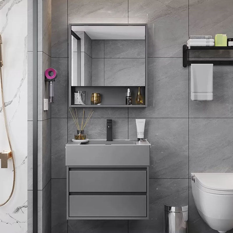 Grey Modern Wood Wall Mounted Standard Bathroom Vanity Set with Sink 24"L x 19"W x 22"H Clearhalo 'Bathroom Remodel & Bathroom Fixtures' 'Bathroom Vanities' 'bathroom_vanities' 'Home Improvement' 'home_improvement' 'home_improvement_bathroom_vanities' 8254902