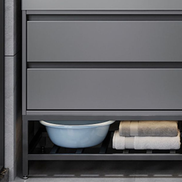 Grey Modern Wood Wall Mounted Standard Bathroom Vanity Set with Sink Clearhalo 'Bathroom Remodel & Bathroom Fixtures' 'Bathroom Vanities' 'bathroom_vanities' 'Home Improvement' 'home_improvement' 'home_improvement_bathroom_vanities' 8254907