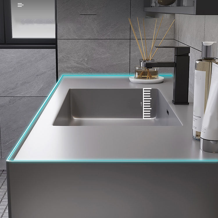 Grey Modern Wood Wall Mounted Standard Bathroom Vanity Set with Sink Clearhalo 'Bathroom Remodel & Bathroom Fixtures' 'Bathroom Vanities' 'bathroom_vanities' 'Home Improvement' 'home_improvement' 'home_improvement_bathroom_vanities' 8254909