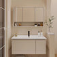 Modern White Wall Mounted Standard Wood Open Console with Sink Set Clearhalo 'Bathroom Remodel & Bathroom Fixtures' 'Bathroom Vanities' 'bathroom_vanities' 'Home Improvement' 'home_improvement' 'home_improvement_bathroom_vanities' 8262348