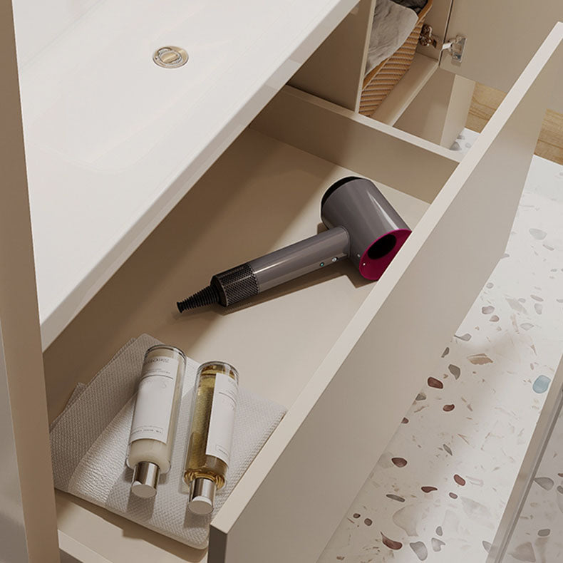 Modern White Wall Mounted Standard Wood Open Console with Sink Set Clearhalo 'Bathroom Remodel & Bathroom Fixtures' 'Bathroom Vanities' 'bathroom_vanities' 'Home Improvement' 'home_improvement' 'home_improvement_bathroom_vanities' 8262352