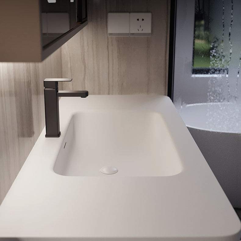 Modern Rectangular Wall Mounted Standard Open Console with Sink Set Clearhalo 'Bathroom Remodel & Bathroom Fixtures' 'Bathroom Vanities' 'bathroom_vanities' 'Home Improvement' 'home_improvement' 'home_improvement_bathroom_vanities' 8262381