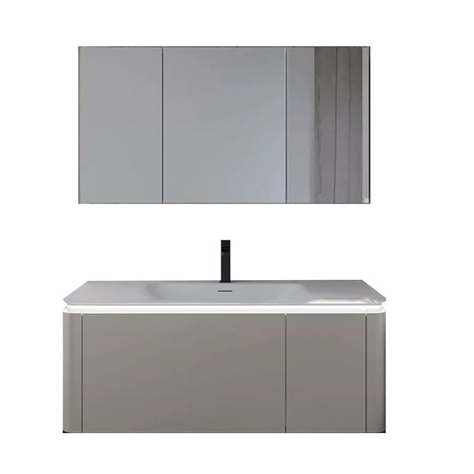 Modern Rectangular Wall Mounted Standard Open Console with Sink Set Clearhalo 'Bathroom Remodel & Bathroom Fixtures' 'Bathroom Vanities' 'bathroom_vanities' 'Home Improvement' 'home_improvement' 'home_improvement_bathroom_vanities' 8262386
