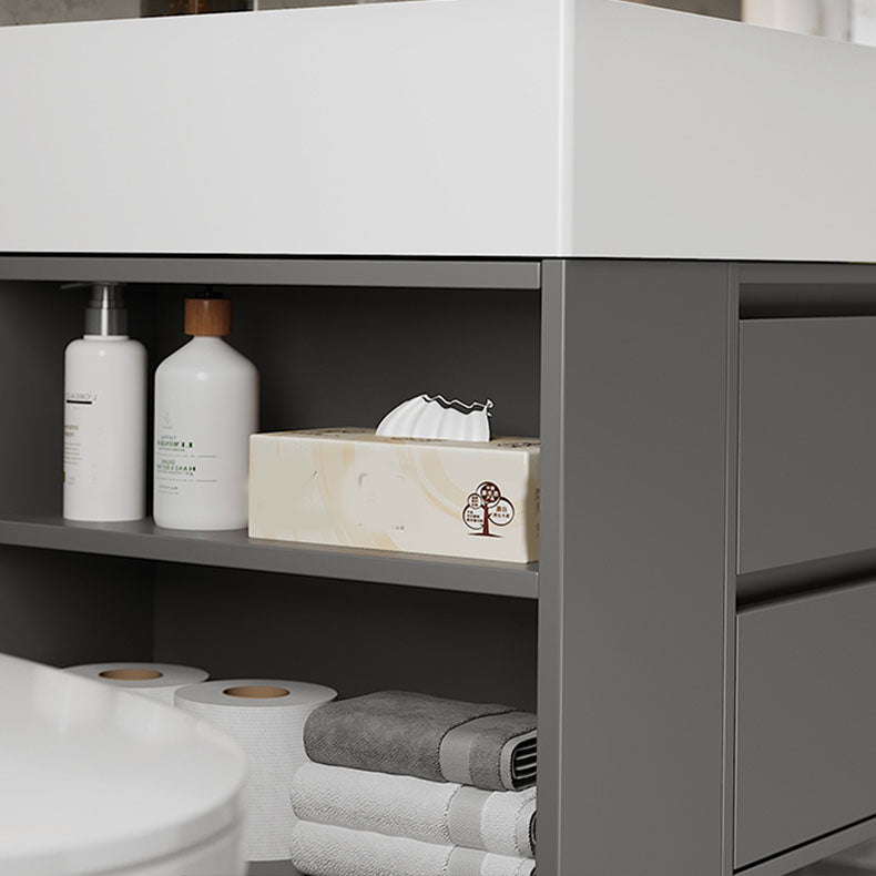 Modern Wall Mounted Standard Single-Sink Open Console with Sink Set Clearhalo 'Bathroom Remodel & Bathroom Fixtures' 'Bathroom Vanities' 'bathroom_vanities' 'Home Improvement' 'home_improvement' 'home_improvement_bathroom_vanities' 8262420