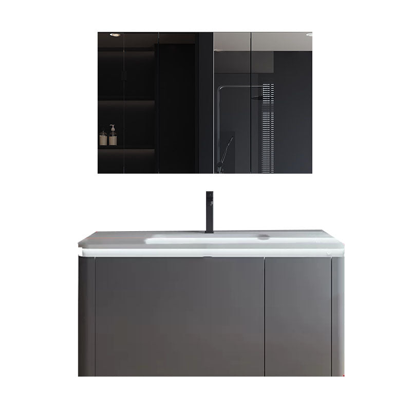 Grey Wood Modern Rectangular Wall Mounted Standard Bathroom Vanity Set Clearhalo 'Bathroom Remodel & Bathroom Fixtures' 'Bathroom Vanities' 'bathroom_vanities' 'Home Improvement' 'home_improvement' 'home_improvement_bathroom_vanities' 8262473