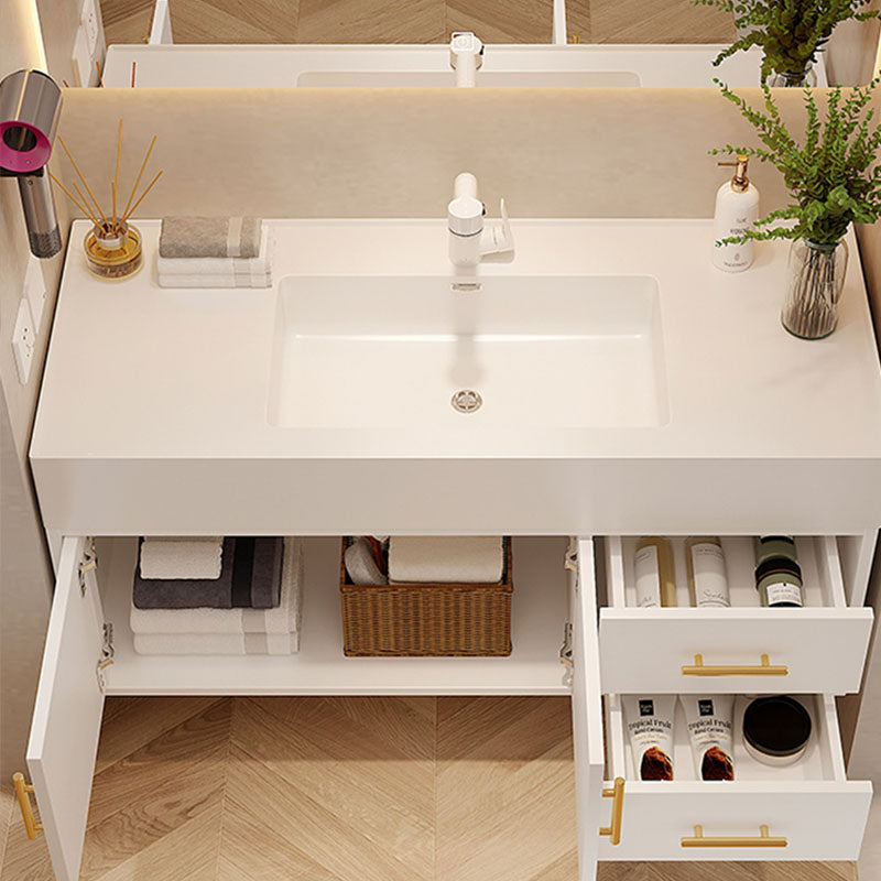 White Wall Mounted Standard Single-Sink Open Console with Sink Set Clearhalo 'Bathroom Remodel & Bathroom Fixtures' 'Bathroom Vanities' 'bathroom_vanities' 'Home Improvement' 'home_improvement' 'home_improvement_bathroom_vanities' 8262483