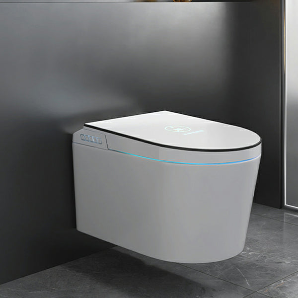 Wall Mounted Contemporary Flush Toilet with Slow Close and Heated Seat White Gray Clearhalo 'Bathroom Remodel & Bathroom Fixtures' 'Bidets' 'Home Improvement' 'home_improvement' 'home_improvement_bidets' 'Toilets & Bidets' 8262541