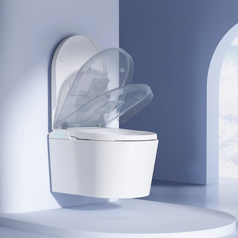 Wall Mounted Modern Flush Intelligent Toilet with Slow Close Seat and Heated Seat Clearhalo 'Bathroom Remodel & Bathroom Fixtures' 'Bidets' 'Home Improvement' 'home_improvement' 'home_improvement_bidets' 'Toilets & Bidets' 8262584