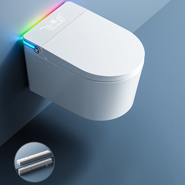 Modern Wall Mounted Flush Toilet with Slow Close Seat and Heated Seat in White Manual Flip Clearhalo 'Bathroom Remodel & Bathroom Fixtures' 'Bidets' 'Home Improvement' 'home_improvement' 'home_improvement_bidets' 'Toilets & Bidets' 8262592