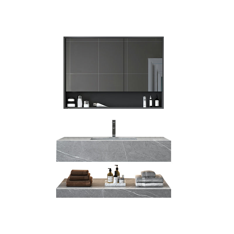 Grey Wall Mounted Standard Modern Single-Sink Bathroom Sink Vanity 35"L x 19"W x 6"H Clearhalo 'Bathroom Remodel & Bathroom Fixtures' 'Bathroom Vanities' 'bathroom_vanities' 'Home Improvement' 'home_improvement' 'home_improvement_bathroom_vanities' 8270888