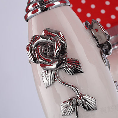 Red Dot Shade Hanging Lights 5 Lights Contemporary Metal Hanging Pendant Lights for Living Room Clearhalo 'Ceiling Lights' 'Chandeliers' Lighting' options 82760