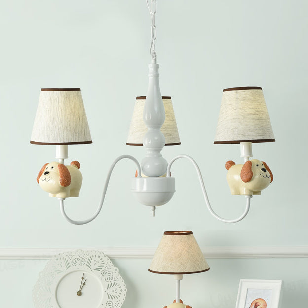 Kindergarten Sheep Hanging Lamp Fabric 3 Lights Cartoon Hanging Pendant Lights Clearhalo 'Ceiling Lights' 'Chandeliers' Lighting' options 82773