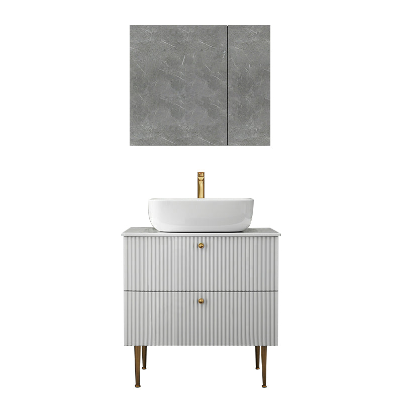 White Free-standing Standard Modern Oval Open Console with Sink Set 28"L x 20"W x 30"H Clearhalo 'Bathroom Remodel & Bathroom Fixtures' 'Bathroom Vanities' 'bathroom_vanities' 'Home Improvement' 'home_improvement' 'home_improvement_bathroom_vanities' 8280406