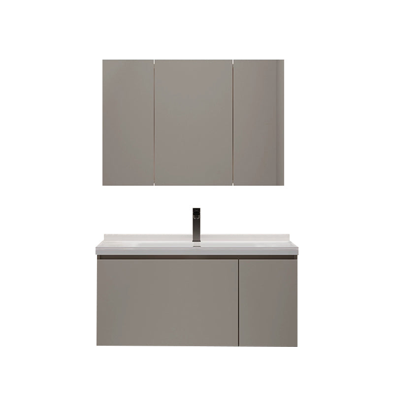 Single-Sink Grey Wall Mount Wood Modern Open Console with Sink Set Clearhalo 'Bathroom Remodel & Bathroom Fixtures' 'Bathroom Vanities' 'bathroom_vanities' 'Home Improvement' 'home_improvement' 'home_improvement_bathroom_vanities' 8280424